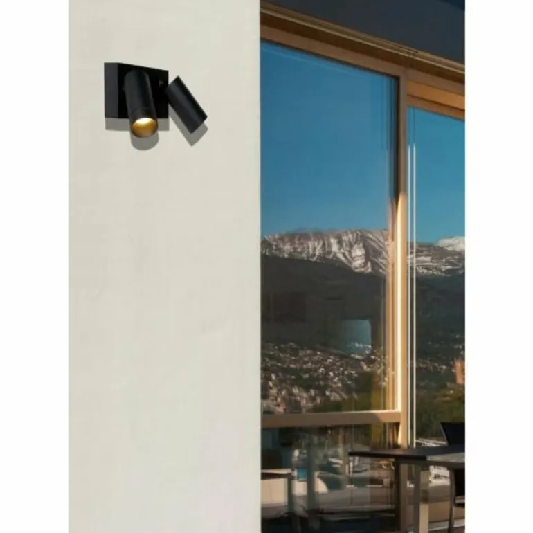 Applique murale d'extérieur Lucide TAYLOR Noir, 2 lumières, Détecteur de mouvement