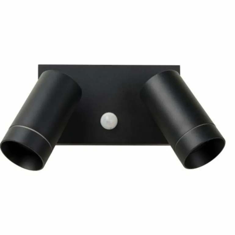 Applique murale d'extérieur Lucide TAYLOR Noir, 2 lumières, Détecteur de mouvement