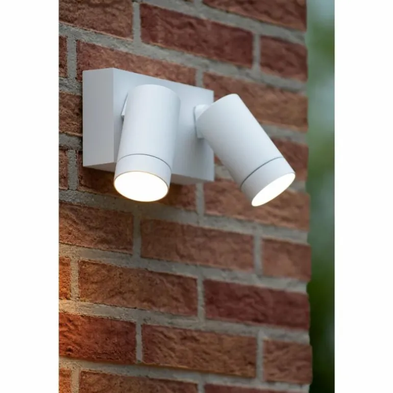 Applique murale d'extérieur Lucide TAYLOR Blanc, 2 lumières, Détecteur de mouvement