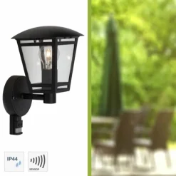 Applique murale d'extérieur Brilliant Riley Noir, 1 lumière, Détecteur de mouvement