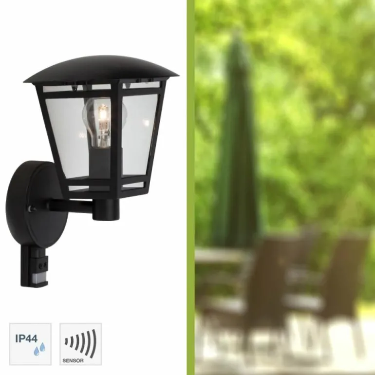 Applique murale d'extérieur Brilliant Riley Noir, 1 lumière, Détecteur de mouvement