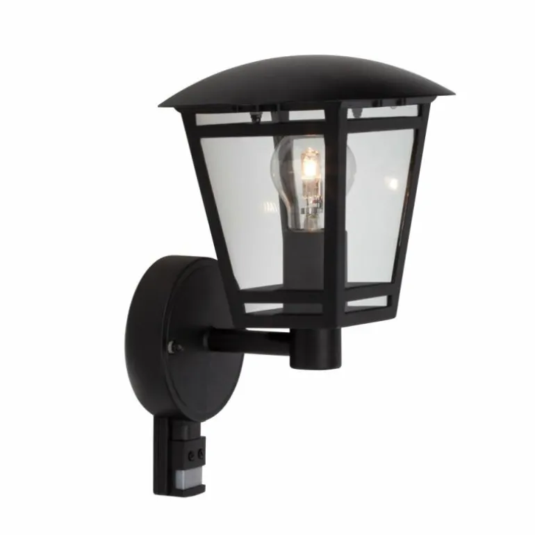 Applique murale d'extérieur Brilliant Riley Noir, 1 lumière, Détecteur de mouvement