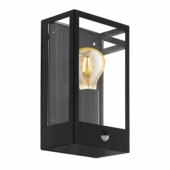 Applique murale d'extérieur Eglo ALAMONTE Noir, 1 lumière, Détecteur de mouvement