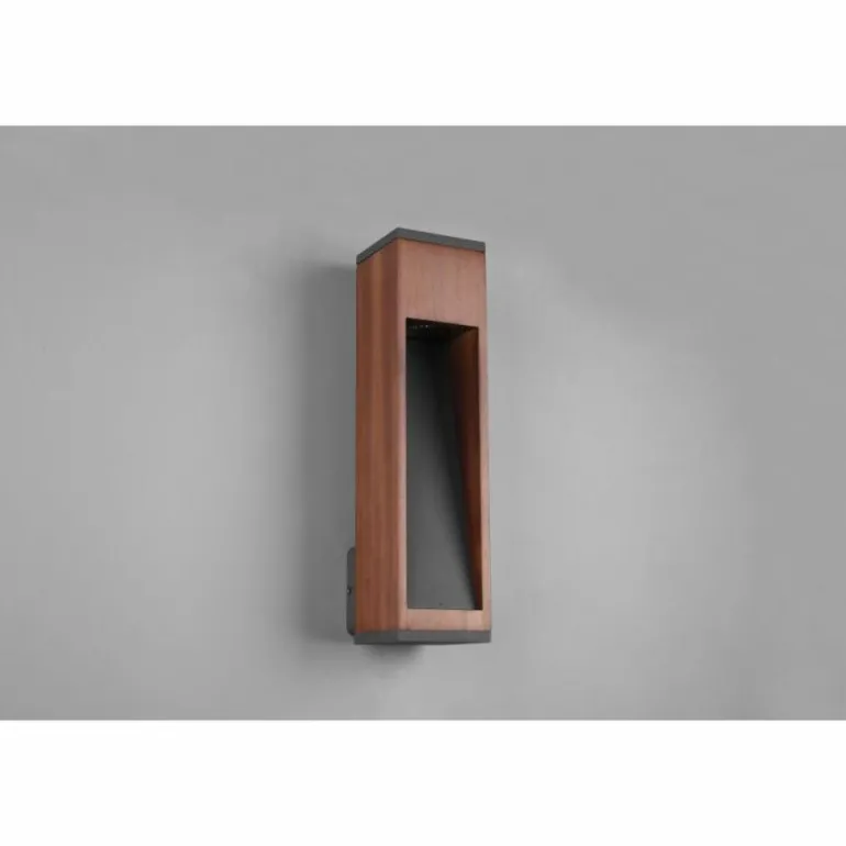 Applique murale d'extérieur Trio Canning Bois foncé, Nickel mat, 1 lumière