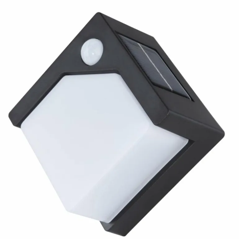 Applique murale d'extérieur Globo Solar LED Noir, 8 lumières, Détecteur de mouvement