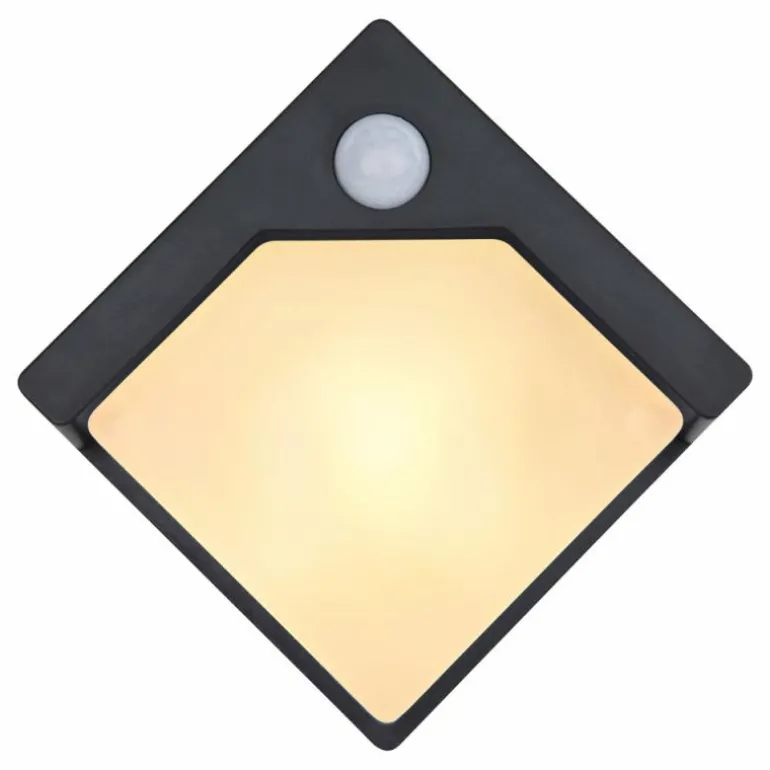 Applique murale d'extérieur Globo Solar LED Noir, 8 lumières, Détecteur de mouvement