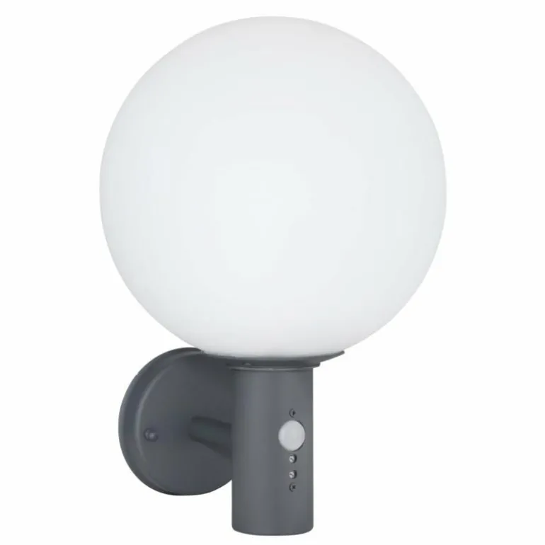 Applique murale d'extérieur Globo OSSY Anthracite, 1 lumière, Détecteur de mouvement