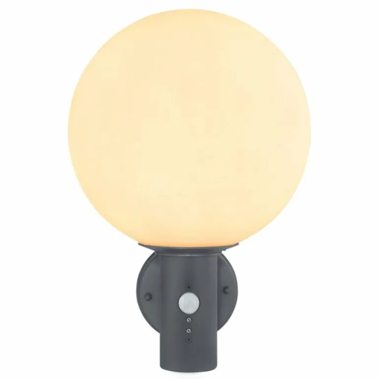 Applique murale d'extérieur Globo OSSY Anthracite, 1 lumière, Détecteur de mouvement