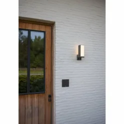 Applique murale d'extérieur Lutec CUBA LED Anthracite, 1 lumière, Détecteur de mouvement