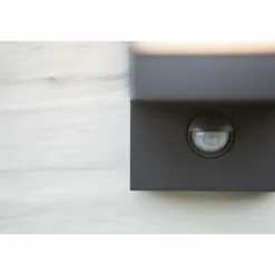 Applique murale d'extérieur Lutec CUBA LED Anthracite, 1 lumière, Détecteur de mouvement