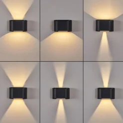 Applique murale d'extérieur Everton LED Noir, 2 lumières