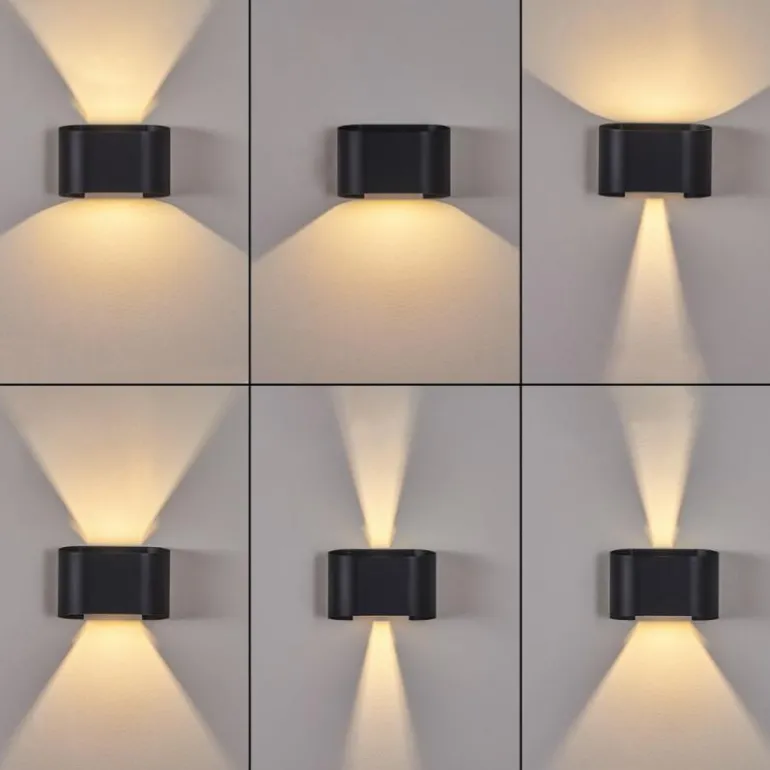 Applique murale d'extérieur Everton LED Noir, 2 lumières