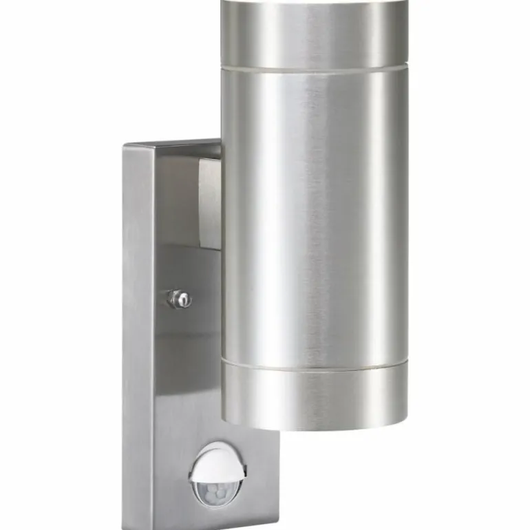 Applique murale d'extérieur Nordlux TIN Argenté, 2 lumières, Détecteur de mouvement