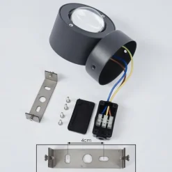 Applique murale d'extérieur Andersro LED Noir, 2 lumières