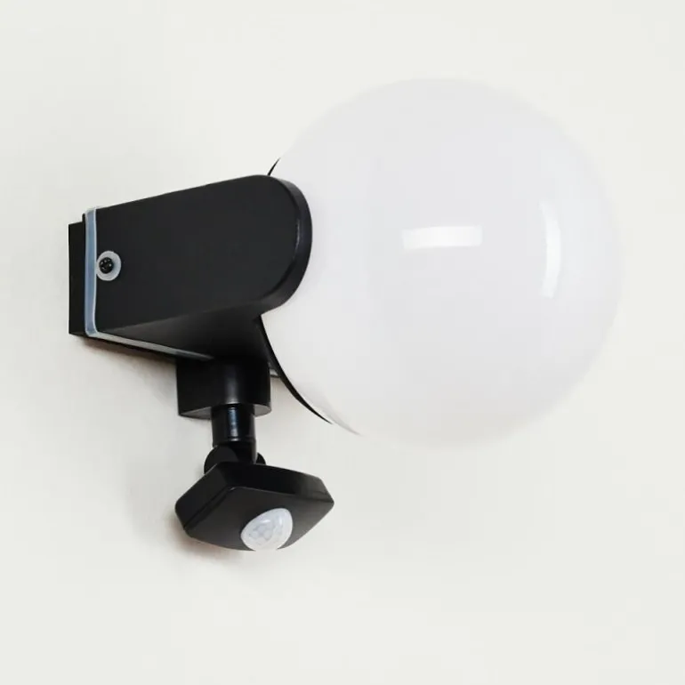 Applique murale d'extérieur Kalfhaga Noir, Blanc, 1 lumière, Détecteur de mouvement