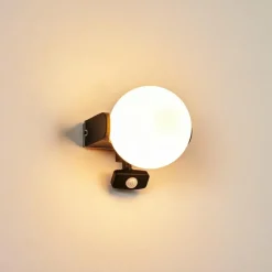 Applique murale d'extérieur Kalfhaga Noir, Blanc, 1 lumière, Détecteur de mouvement