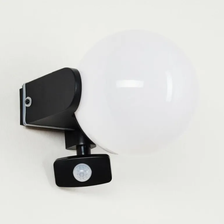 Applique murale d'extérieur Kalfhaga Noir, Blanc, 1 lumière, Détecteur de mouvement