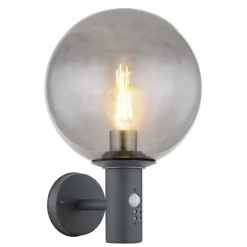 Applique murale d'extérieur Globo HEDWIG Anthracite, 1 lumière, Détecteur de mouvement