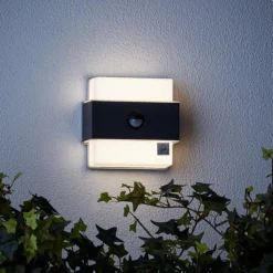 Applique murale d'extérieur Brilliant Archie LED Noir, 1 lumière, Détecteur de mouvement