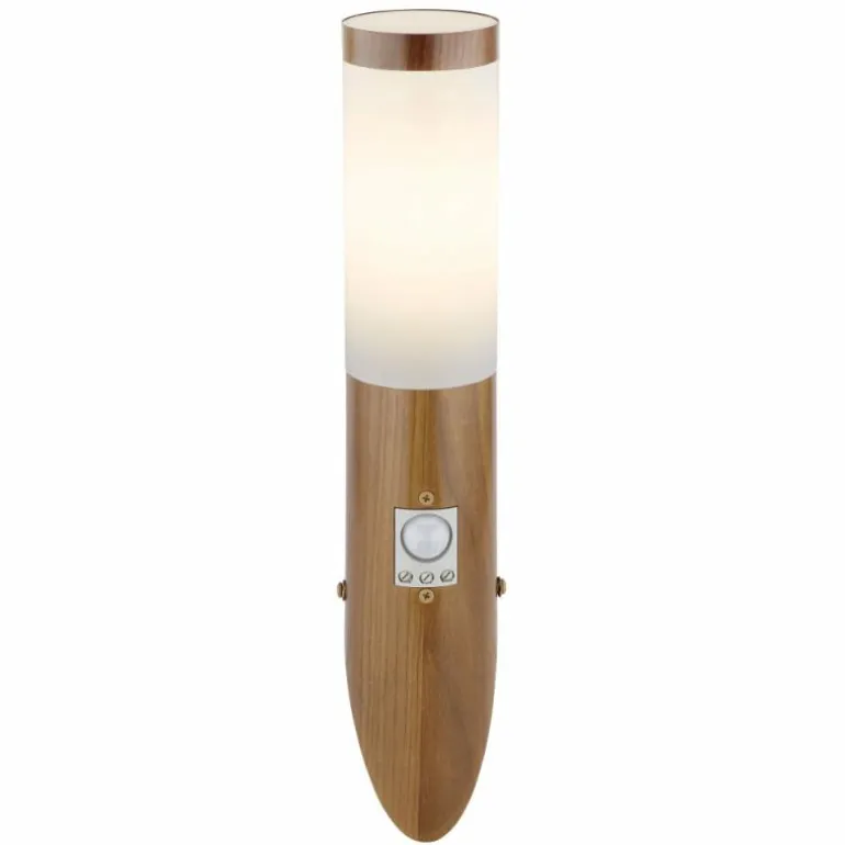 Applique murale d'extérieur Globo BOSTON Bois foncé, 1 lumière, Détecteur de mouvement