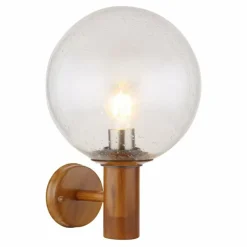 Applique murale d'extérieur Globo OSSY Acier inoxydable, Couleur bois, 1 lumière