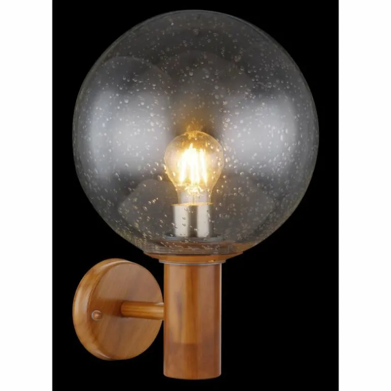 Applique murale d'extérieur Globo OSSY Acier inoxydable, Couleur bois, 1 lumière