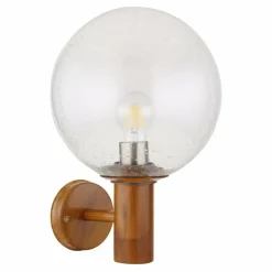 Applique murale d'extérieur Globo OSSY Acier inoxydable, Couleur bois, 1 lumière