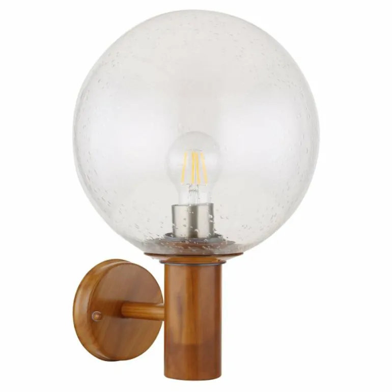 Applique murale d'extérieur Globo OSSY Acier inoxydable, Couleur bois, 1 lumière