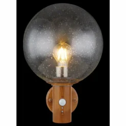 Applique murale d'extérieur Globo OSSY Acier inoxydable, Couleur bois, 1 lumière, Détecteur de mouvement