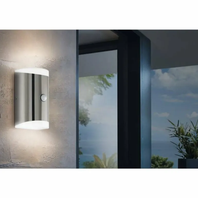 Applique murale d'extérieur Eglo CARPINERA LED Acier inoxydable, 2 lumières, Détecteur de mouvement
