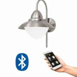 Applique murale d'extérieur Eglo SIDNEY LED Acier inoxydable, 1 lumière, Télécommandes, Changeur de couleurs