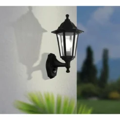 Applique murale d'extérieur Eglo DUANERA Noir, 1 lumière, Détecteur de mouvement