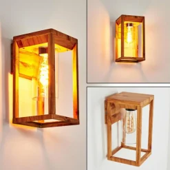 Applique murale d'extérieur Leset Brun, Couleur bois, 1 lumière