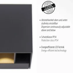 Applique murale d'extérieur Paul-Neuhaus BLOCK LED Anthracite, 2 lumières