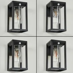 Applique murale d'extérieur Leset Noir, 1 lumière, Détecteur de mouvement