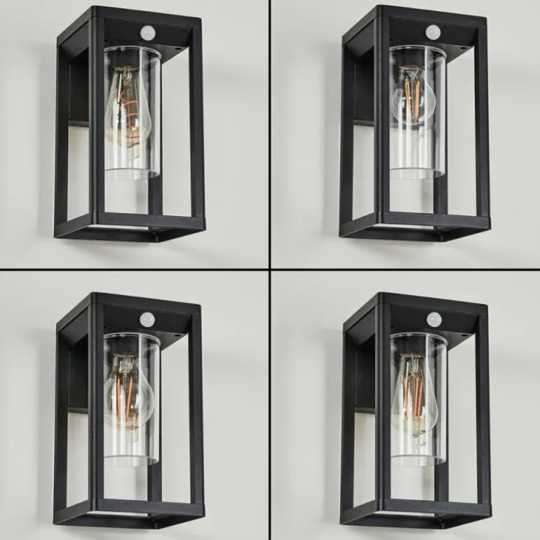 Applique murale d'extérieur Leset Noir, 1 lumière, Détecteur de mouvement