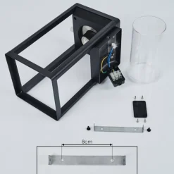 Applique murale d'extérieur Leset Noir, 1 lumière, Détecteur de mouvement