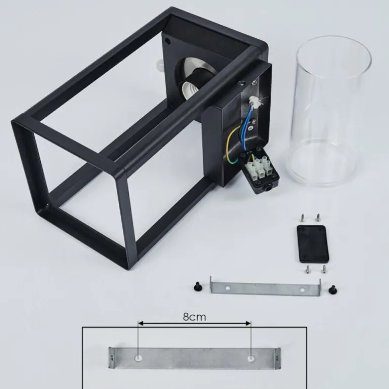 Applique murale d'extérieur Leset Noir, 1 lumière, Détecteur de mouvement