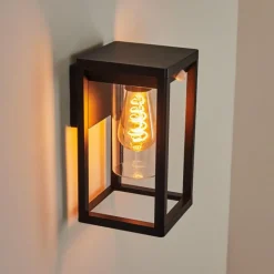 Applique murale d'extérieur Leset Noir, 1 lumière, Détecteur de mouvement