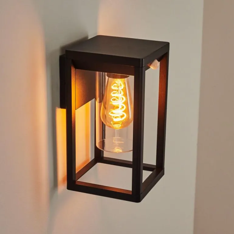 Applique murale d'extérieur Leset Noir, 1 lumière, Détecteur de mouvement