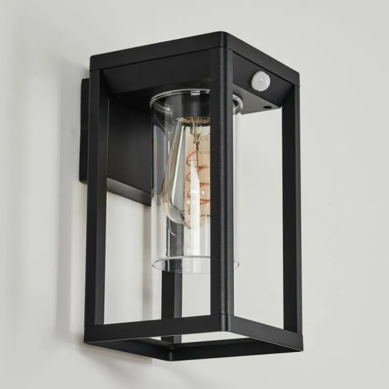 Applique murale d'extérieur Leset Noir, 1 lumière, Détecteur de mouvement