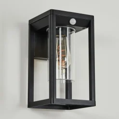 Applique murale d'extérieur Leset Noir, 1 lumière, Détecteur de mouvement