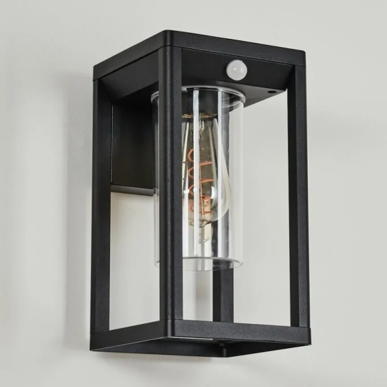 Applique murale d'extérieur Leset Noir, 1 lumière, Détecteur de mouvement