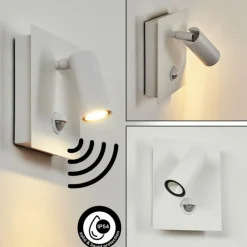 Applique murale d'extérieur Saeter LED Blanc, 1 lumière, Détecteur de mouvement