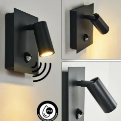 Applique murale d'extérieur Saeter LED Noir, 1 lumière, Détecteur de mouvement