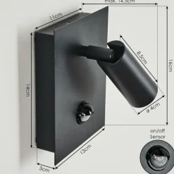 Applique murale d'extérieur Saeter LED Noir, 1 lumière, Détecteur de mouvement