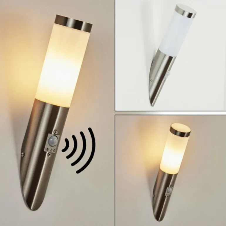 Applique murale d'extérieur Sessa Nickel mat, 1 lumière, Détecteur de mouvement