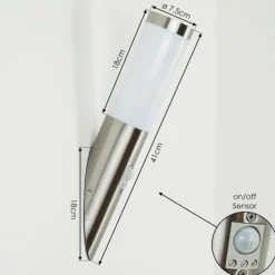 Applique murale d'extérieur Sessa Nickel mat, 1 lumière, Détecteur de mouvement