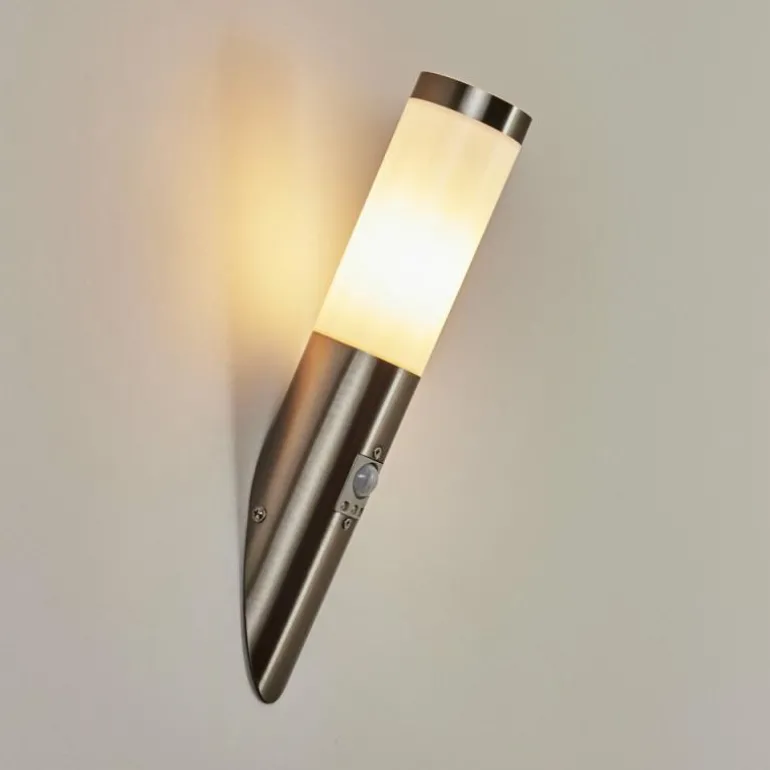 Applique murale d'extérieur Sessa Nickel mat, 1 lumière, Détecteur de mouvement