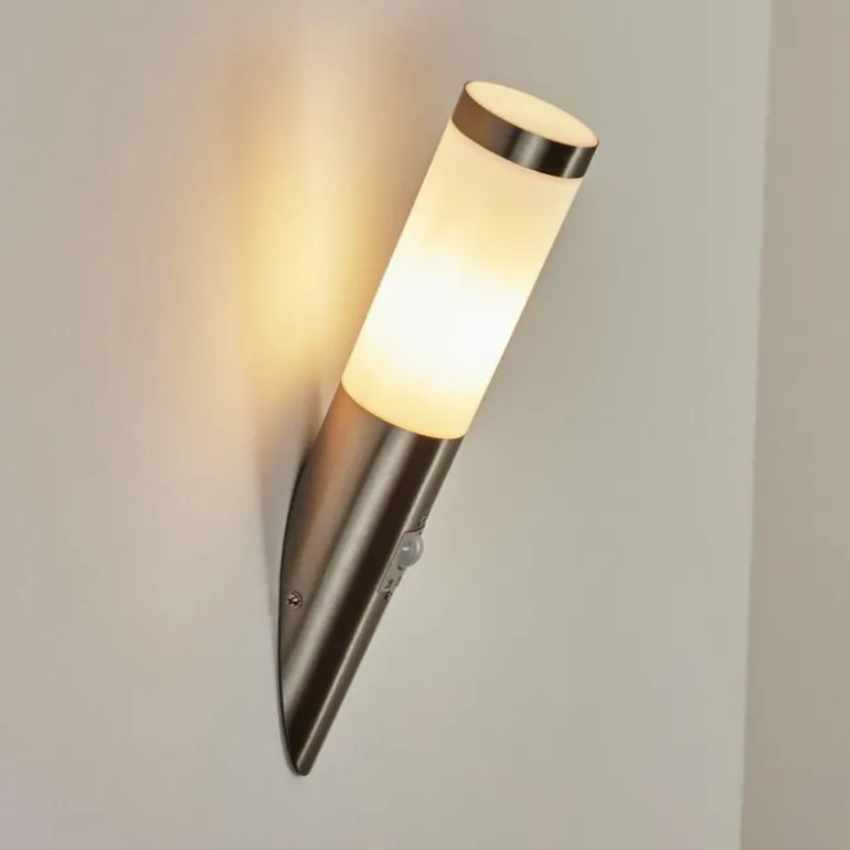 Applique murale d'extérieur Sessa Nickel mat, 1 lumière, Détecteur de mouvement